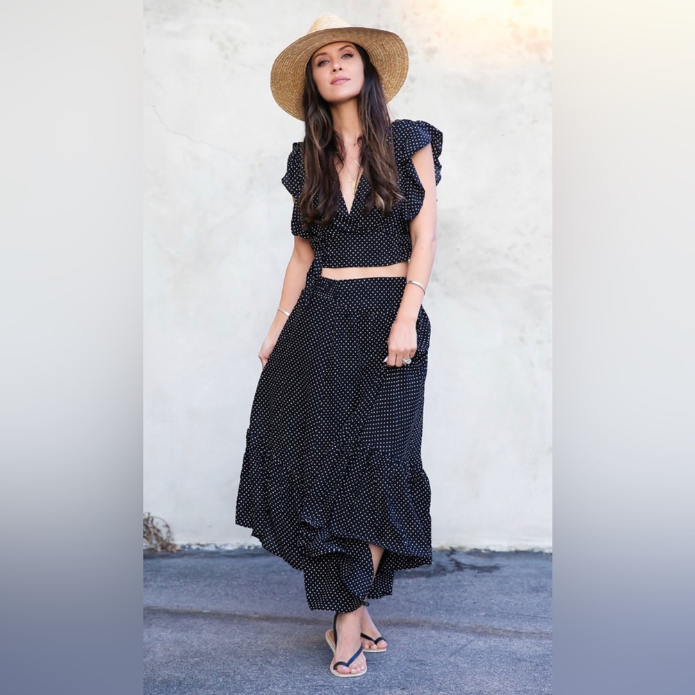 Free People Black Maxi Pretty Daze Skirt Set